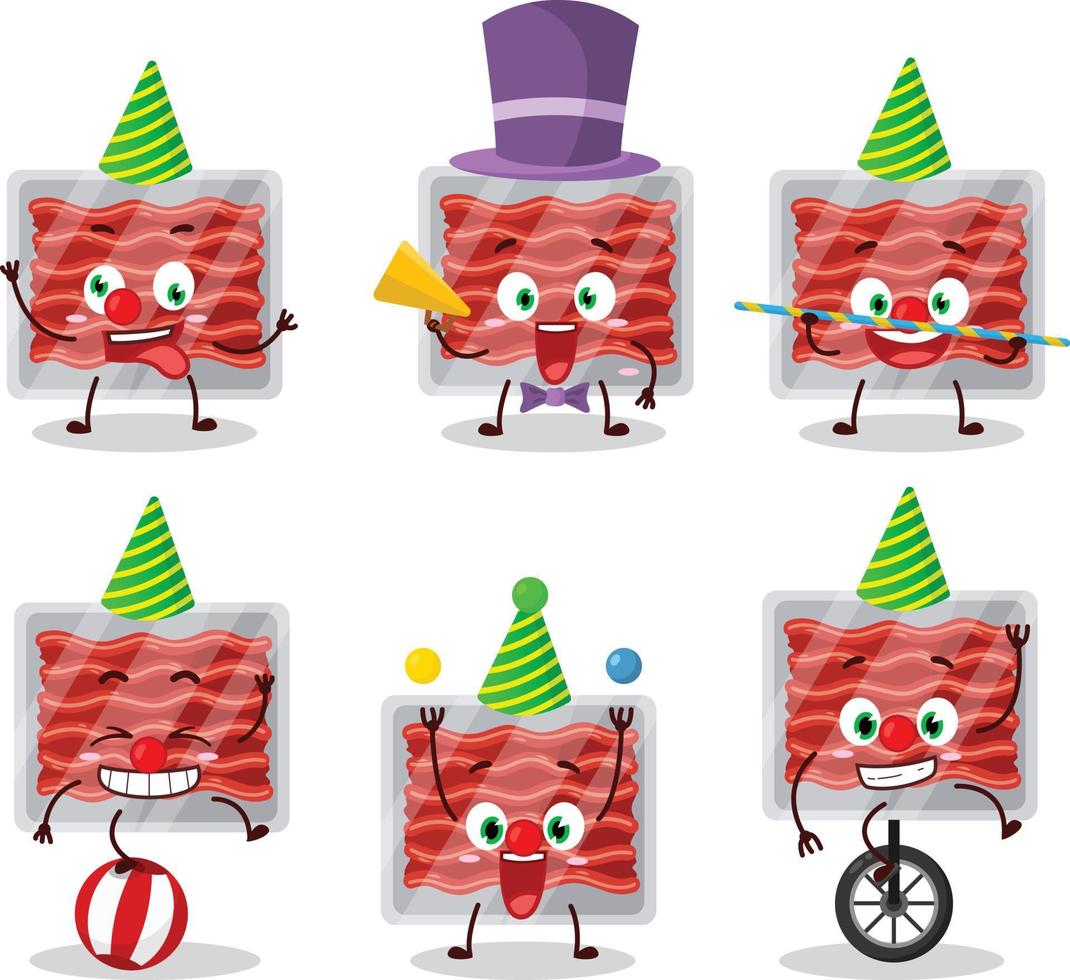 Cartoon character of ground meat with various circus shows vector