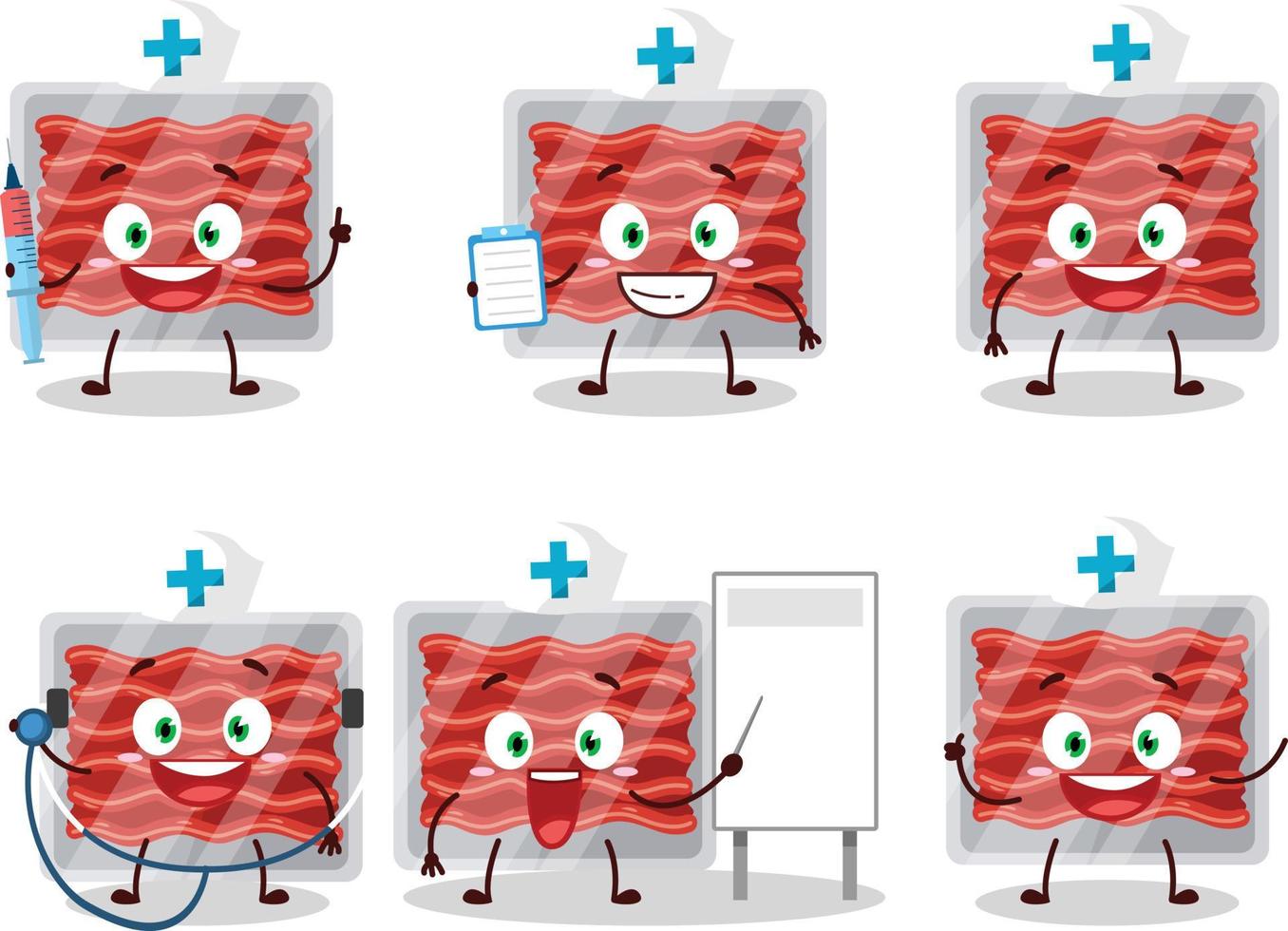 médico profesión emoticon con suelo carne dibujos animados personaje vector