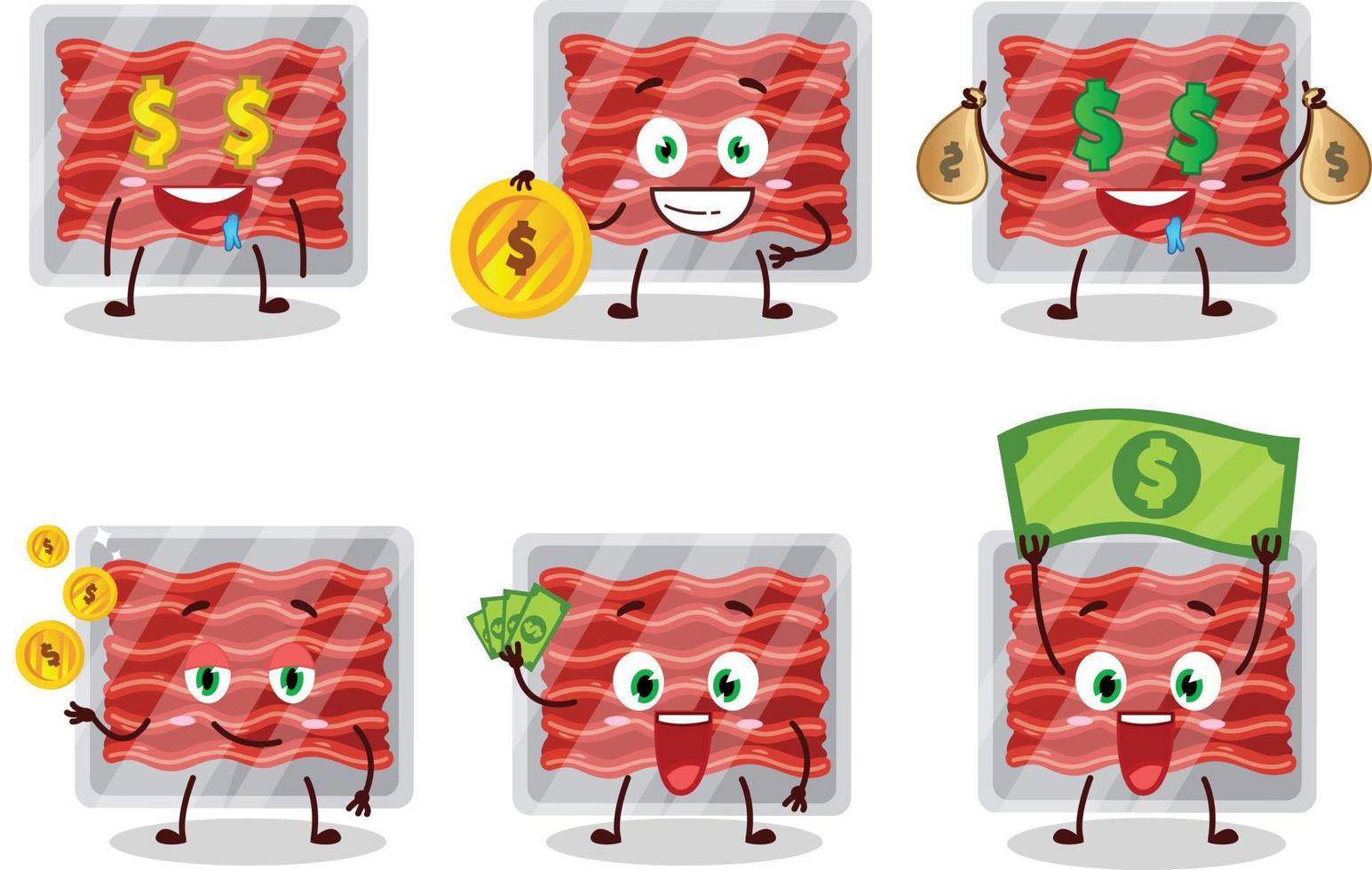 Ground meat cartoon character with cute emoticon bring money vector