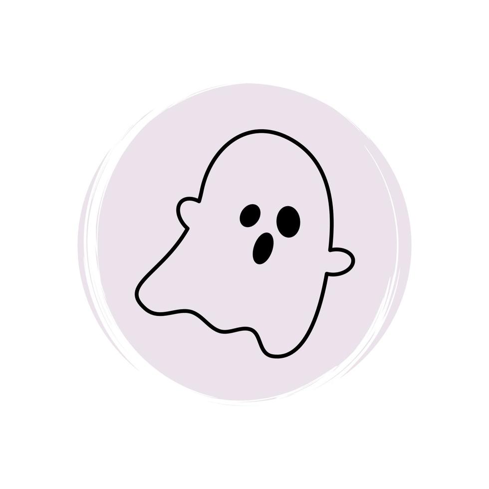 linda Víspera de Todos los Santos icono logo vector ilustración en circulo con cepillo textura para social medios de comunicación historia realce con fantasma