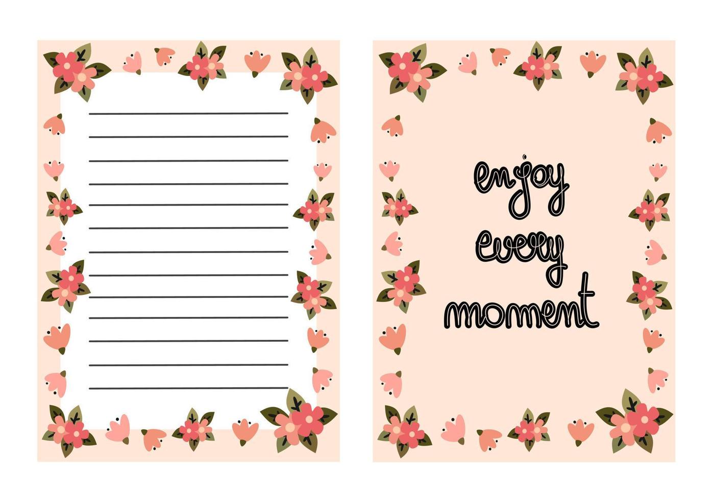 linda vector modelo para agenda con primavera floral y mano dibujado letras disfrutar cada momento