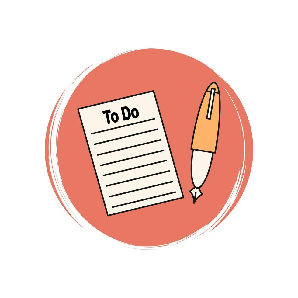Checklist icon logo vector illustration on circle with brush texture for social media story highlight