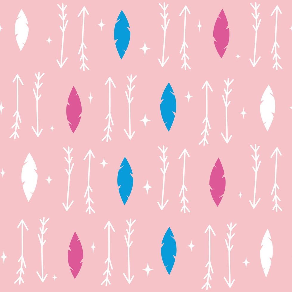 cute lovely seamless vector pattern background illustration with dream stars, arrows and feathers