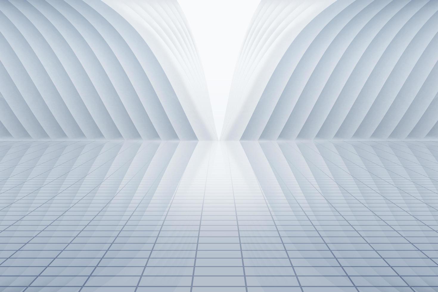 Abstract 3d rendering of empty white room with light in the middle. White interior wall facade and vertical ground space background 3d rendering. photo