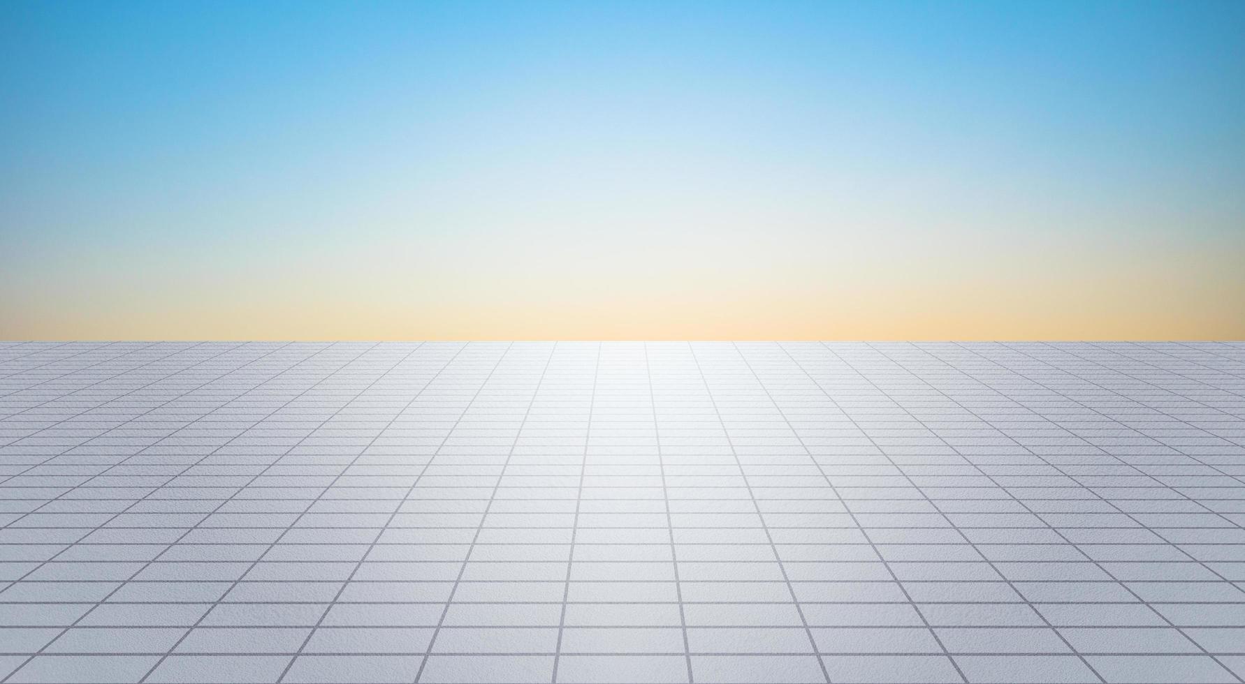 cemento asfalto piso con limpiar brillante cielo fondo, 3d representación. foto