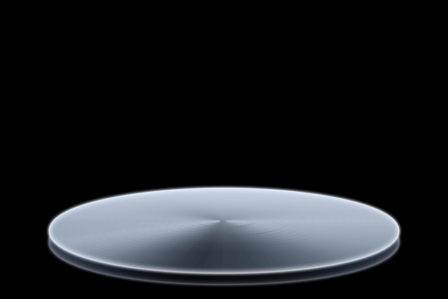 Silver gray empty product display exhibition stand on black background photo