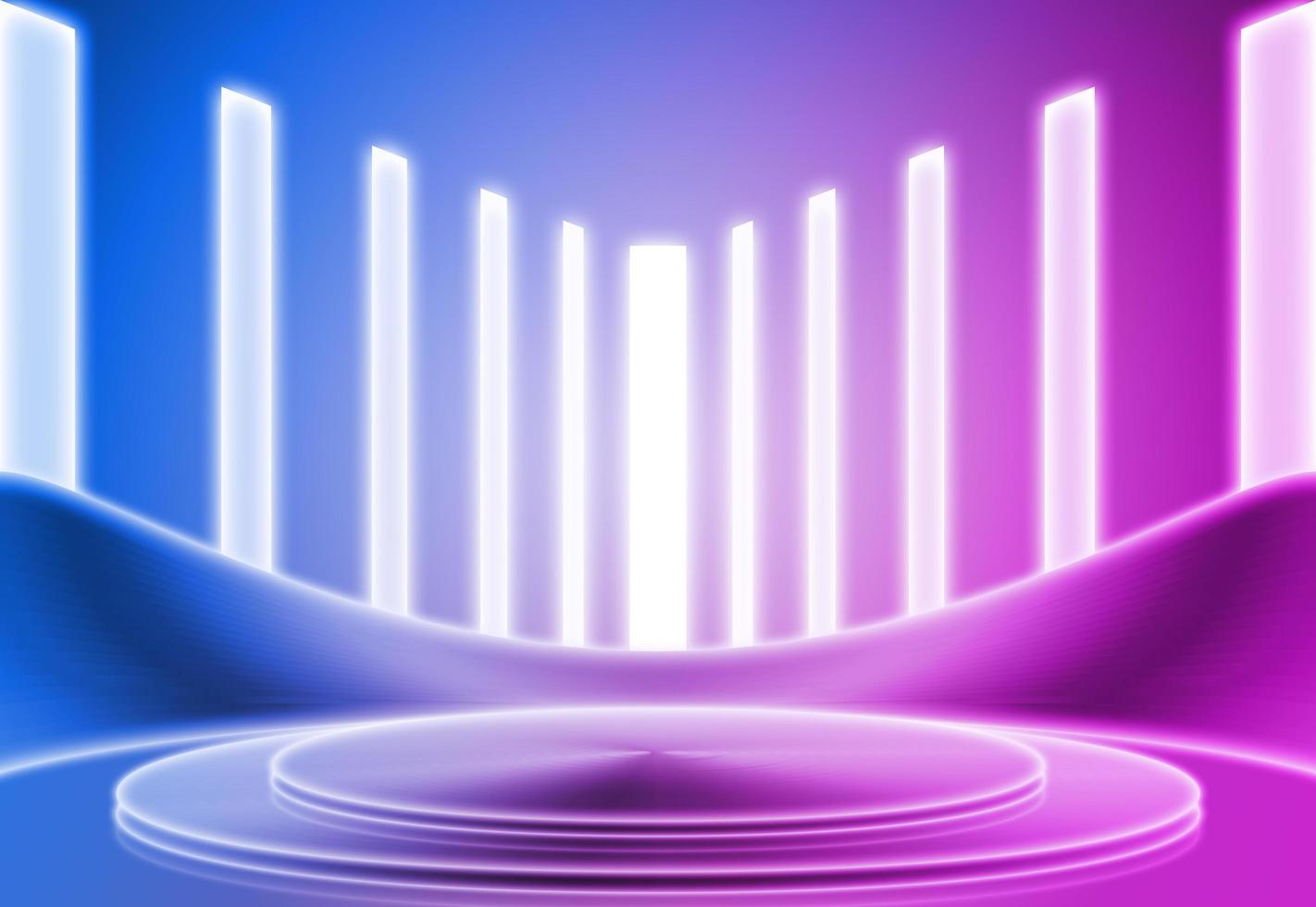 3D rendering neon metal texture empty stage futuristic technology space sense photo