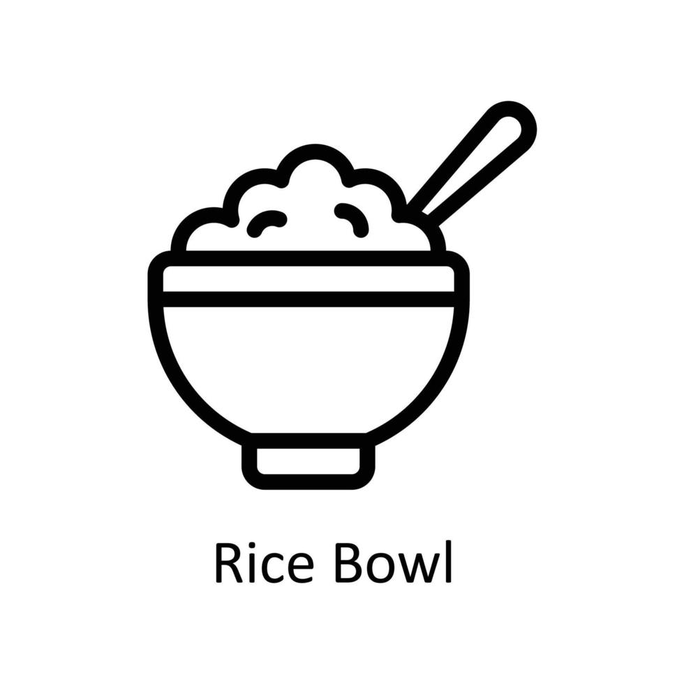 Rice Bowl  Vector  outline Icons. Simple stock illustration stock