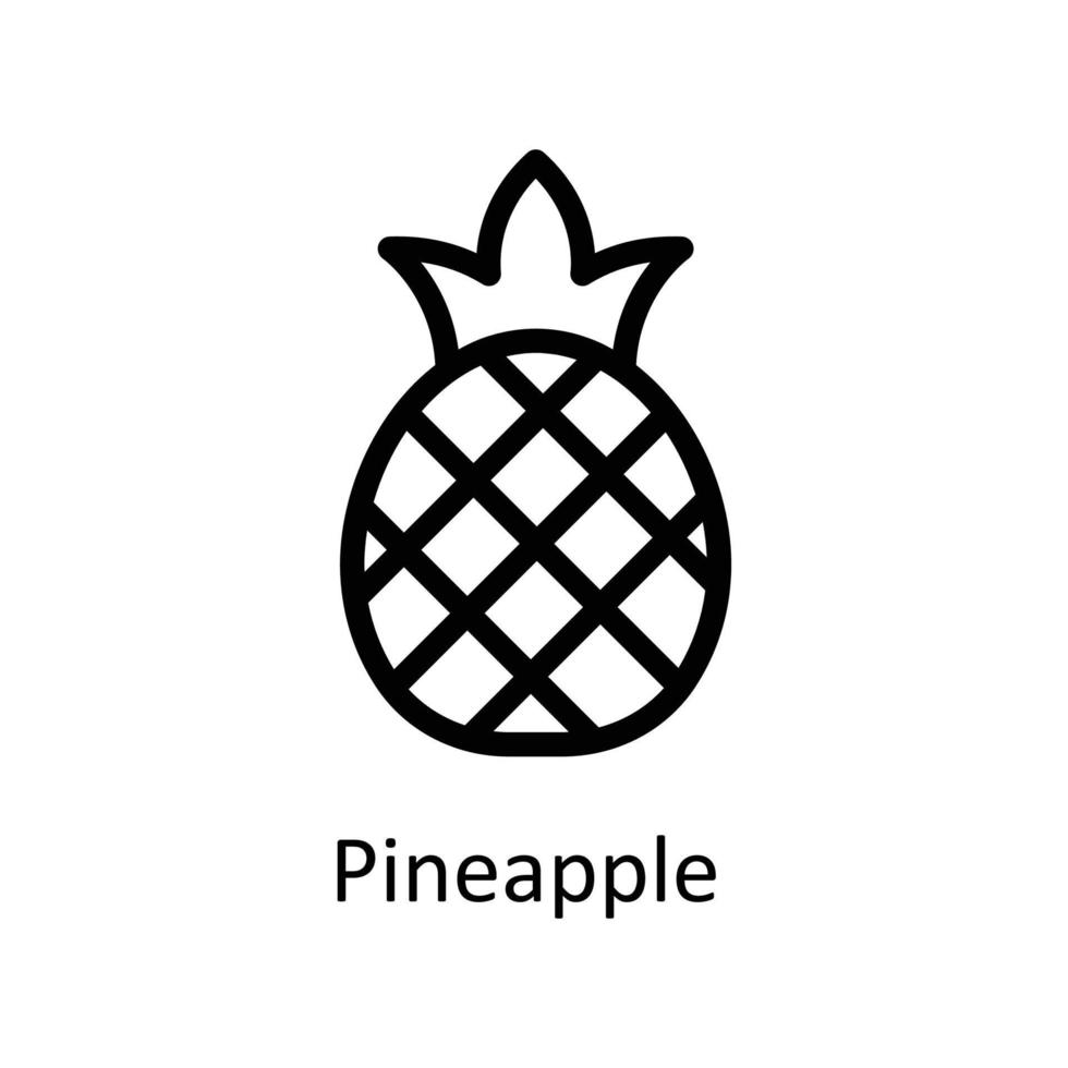Pineapple  Vector  outline Icons. Simple stock illustration stock