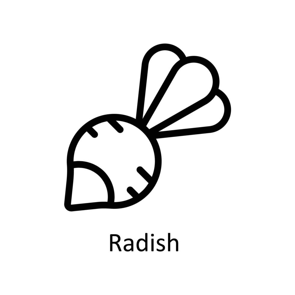 Radish  Vector  outline Icons. Simple stock illustration stock