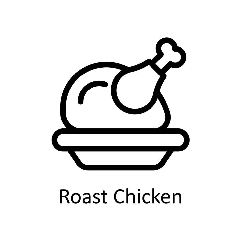 Roast Chicken Vector  outline Icons. Simple stock illustration stock