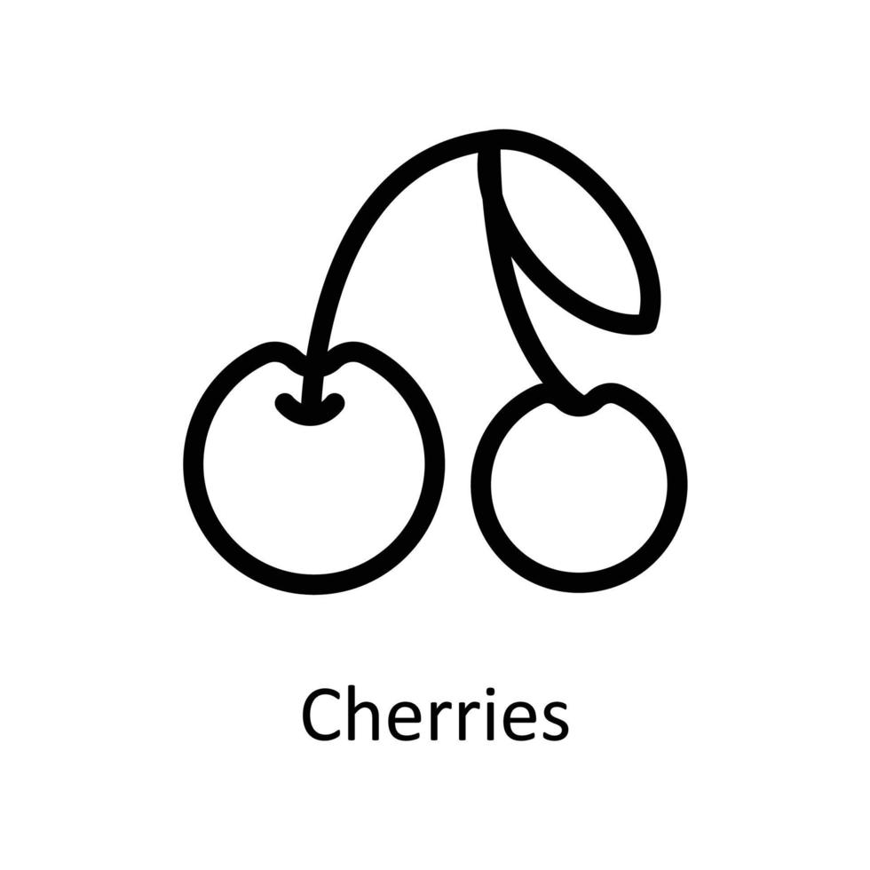 Cherries Vector  outline Icons. Simple stock illustration stock