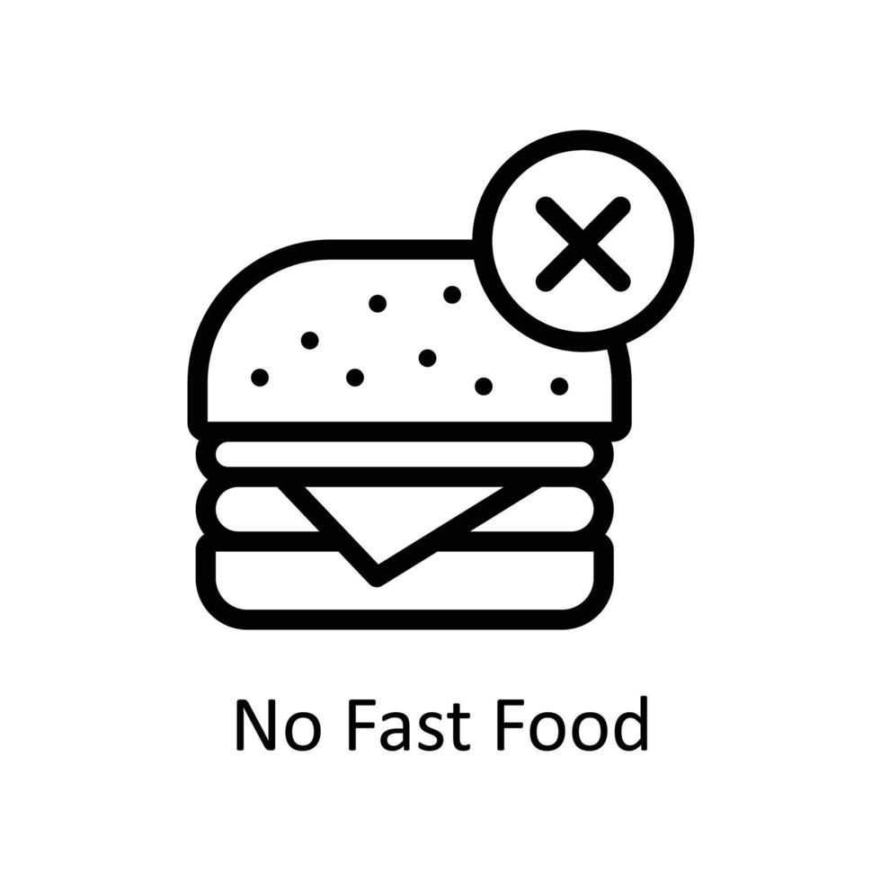 No Fast Food Vector  outline Icons. Simple stock illustration stock