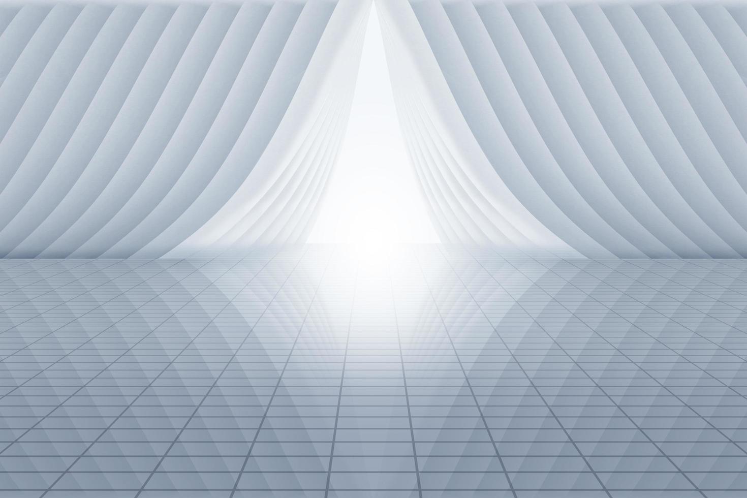 Abstract 3d rendering of empty white room with light in the middle. White interior wall facade and vertical ground space background 3d rendering. photo