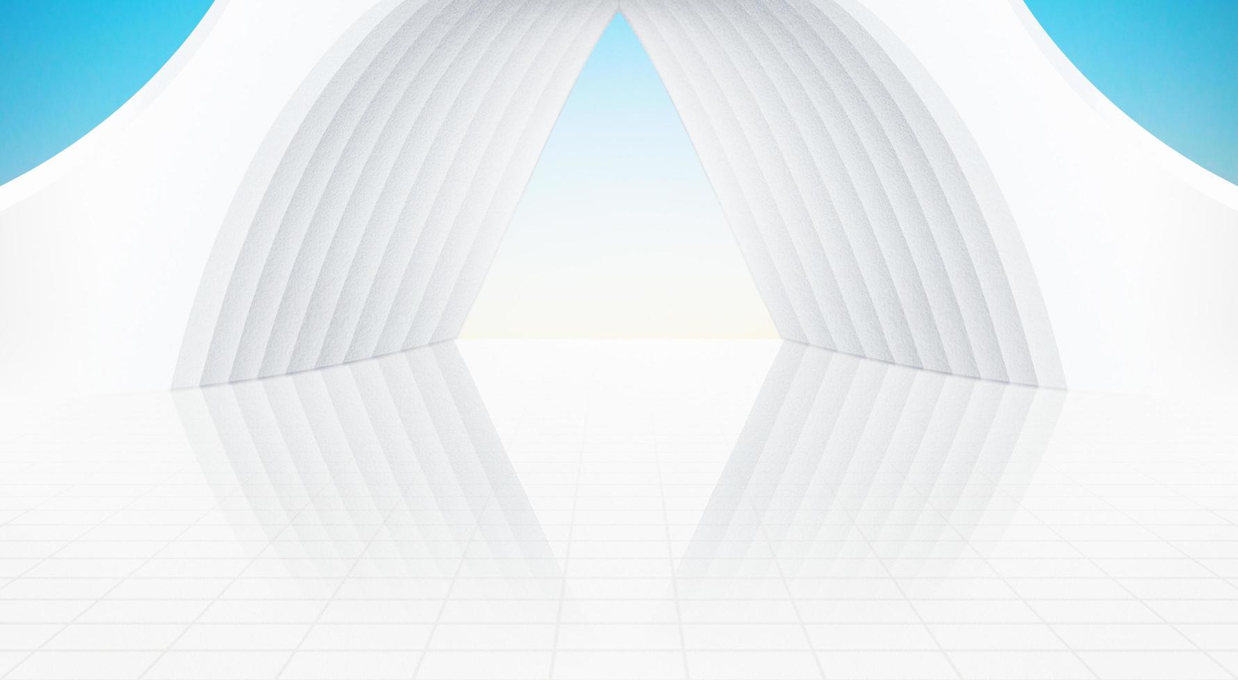 Modern white arch building with ground, with bright sky background,3D rendering. photo