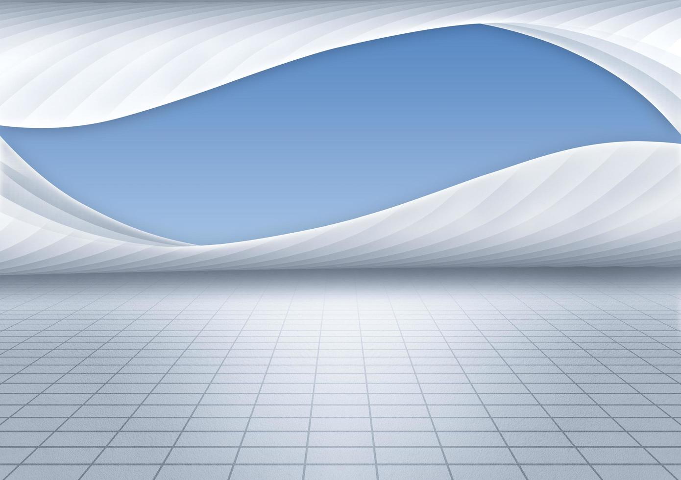 White abstract arc building structure with grid ground space background,3d rendering. photo