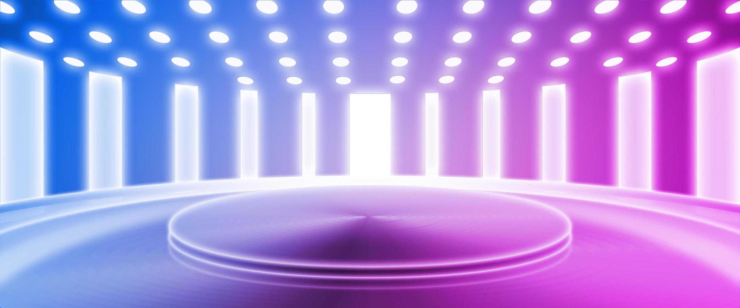 3D rendering neon metal texture empty stage futuristic technology space sense photo