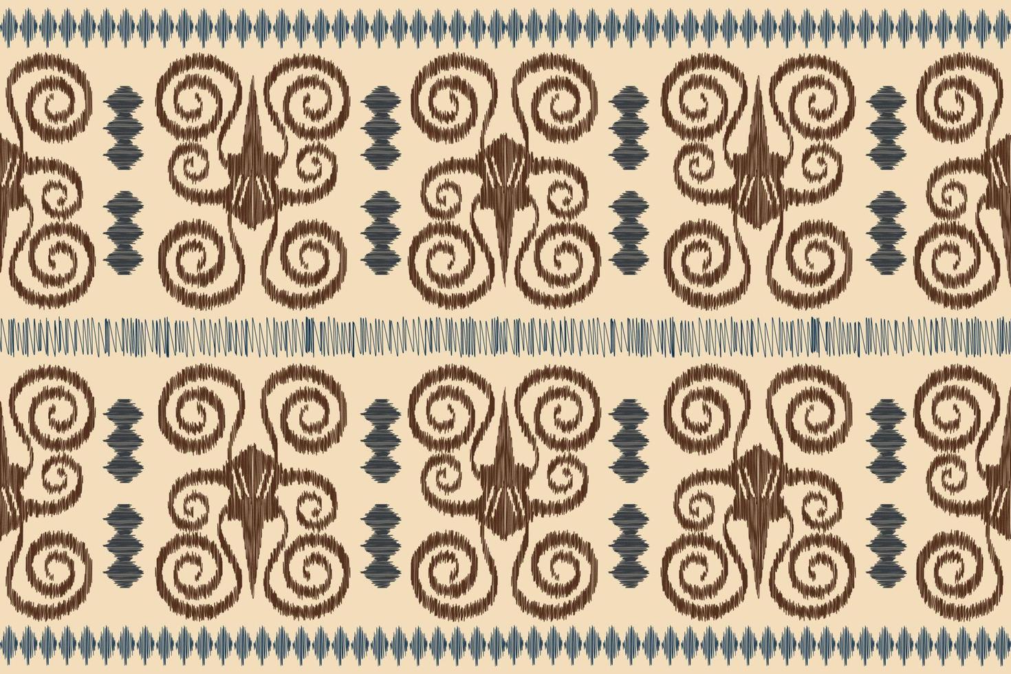 Ethnic Ikat fabric pattern geometric style.African Ikat embroidery Ethnic oriental pattern white brown cream background. Abstract,vector,illustration.For texture,clothing,wrapping,decoration,carpet. vector
