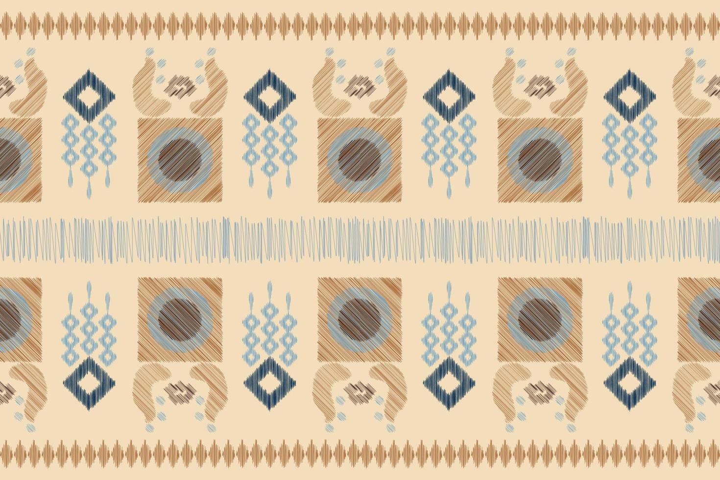 Ethnic Ikat fabric pattern geometric style.African Ikat embroidery Ethnic oriental pattern white brown cream background. Abstract,vector,illustration.For texture,clothing,wrapping,decoration,carpet. vector