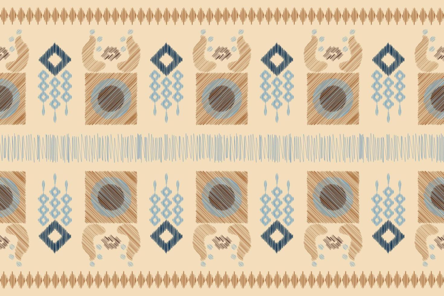 Ethnic Ikat fabric pattern geometric style.African Ikat embroidery Ethnic oriental pattern white brown cream background. Abstract,vector,illustration.For texture,clothing,wrapping,decoration,carpet. vector