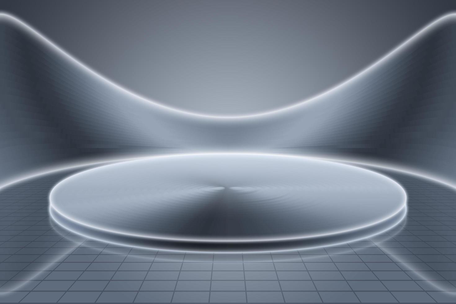 3D rendering of futuristic silver gray empty product display exhibition space photo