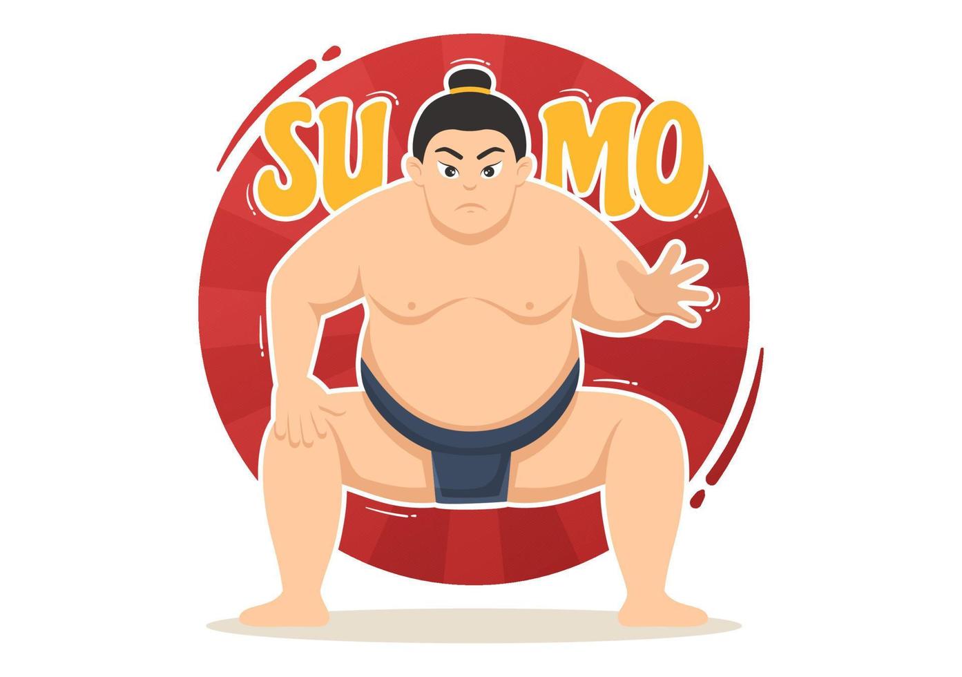 Sumo Wrestler Illustration with Fighting Japanese Traditional Martial Art and Sport Activity in Flat Cartoon Hand Drawn Landing Page Templates vector