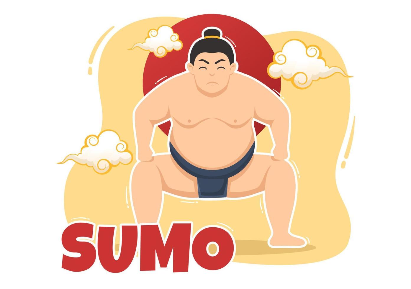 Sumo Wrestler Illustration with Fighting Japanese Traditional Martial Art and Sport Activity in Flat Cartoon Hand Drawn Landing Page Templates vector