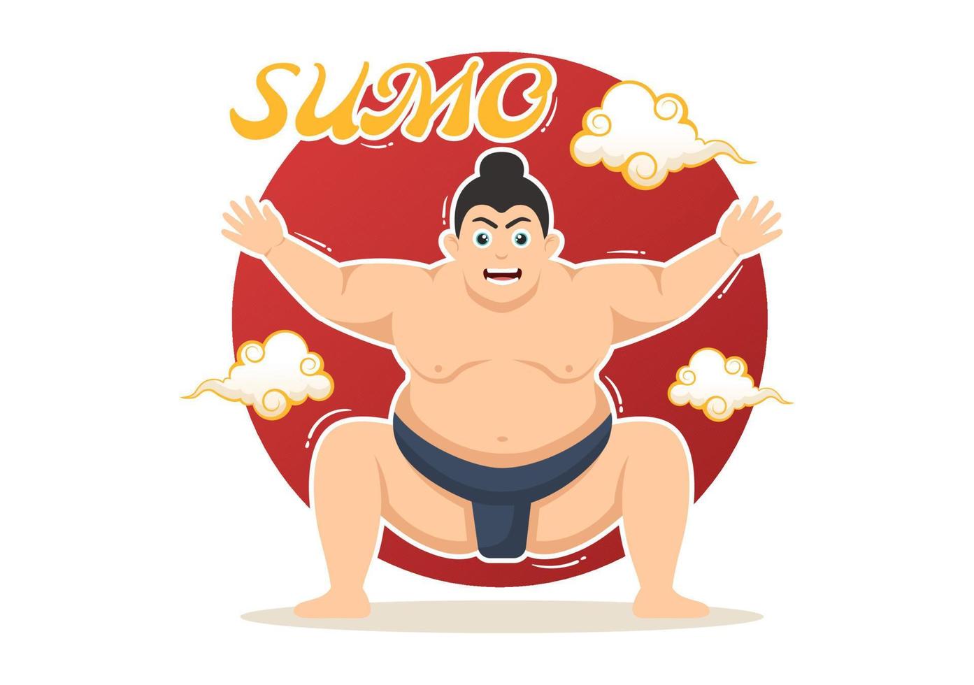 Sumo Wrestler Illustration with Fighting Japanese Traditional Martial Art and Sport Activity in Flat Cartoon Hand Drawn Landing Page Templates vector