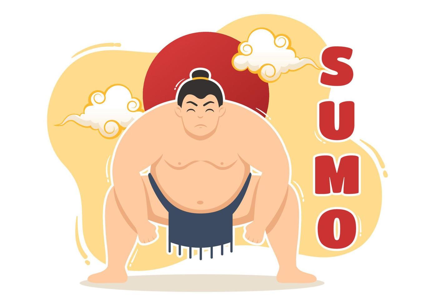 Sumo Wrestler Illustration with Fighting Japanese Traditional Martial Art and Sport Activity in Flat Cartoon Hand Drawn Landing Page Templates vector