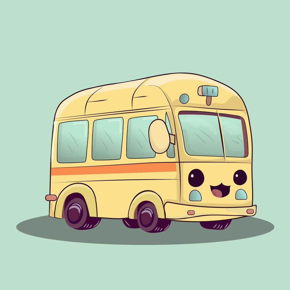 Cute cartoon flat illustration of public bus. vector