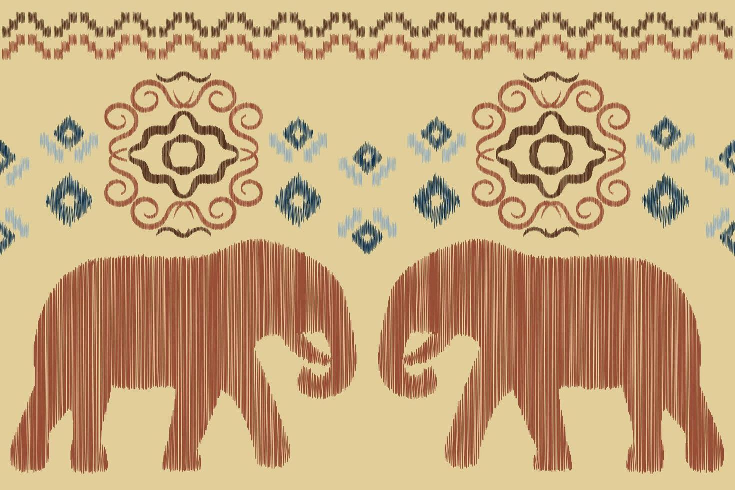 Ethnic Ikat fabric pattern geometric style.African Ikat embroidery Ethnic oriental pattern white brown cream background. Abstract,vector,illustration.For texture,clothing,wrapping,decoration,carpet. vector