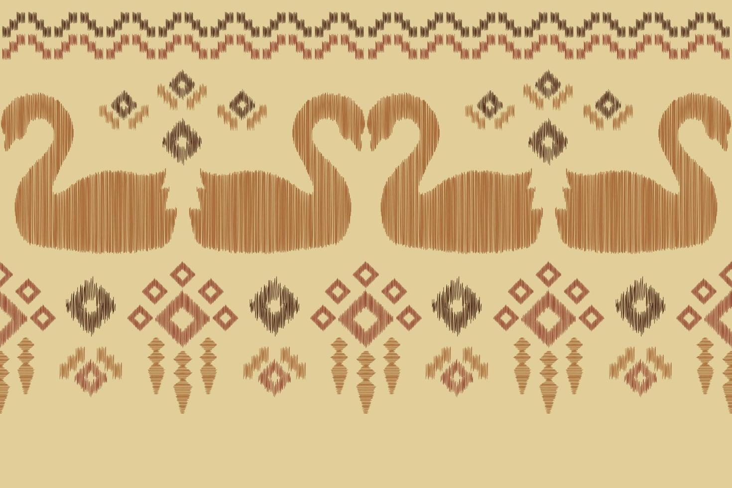 Ethnic Ikat fabric pattern geometric style.African Ikat embroidery Ethnic oriental pattern white brown cream background. Abstract,vector,illustration.For texture,clothing,wrapping,decoration,carpet. vector