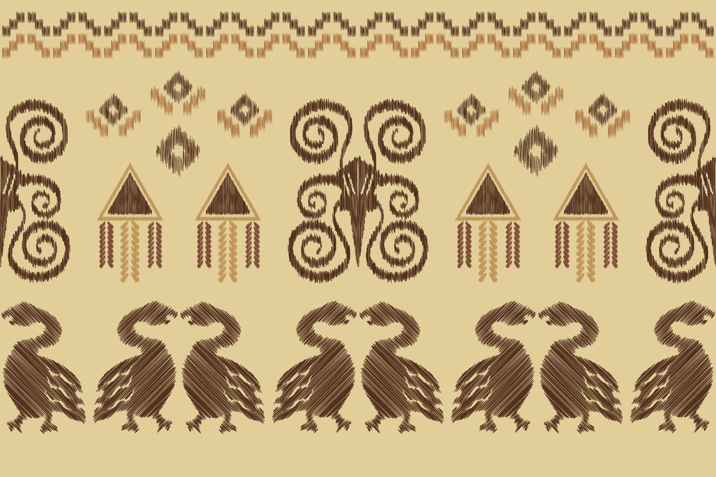 Ethnic Ikat fabric pattern geometric style.African Ikat embroidery Ethnic oriental pattern white brown cream background. Abstract,vector,illustration.For texture,clothing,wrapping,decoration,carpet. vector