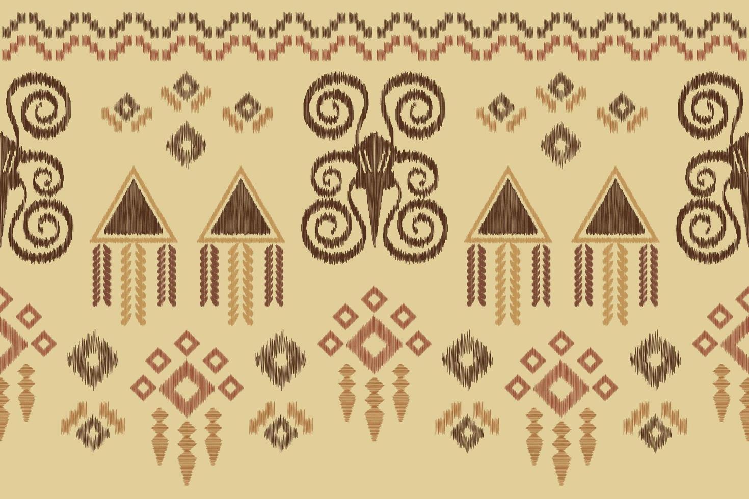 Ethnic Ikat fabric pattern geometric style.African Ikat embroidery Ethnic oriental pattern white brown cream background. Abstract,vector,illustration.For texture,clothing,wrapping,decoration,carpet. vector