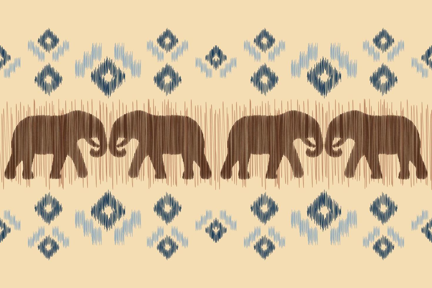 Ethnic Ikat fabric pattern geometric style.African Ikat embroidery Ethnic oriental pattern brown cream background. Abstract,vector,illustration.For texture,clothing,wrapping,decoration,carpet. vector