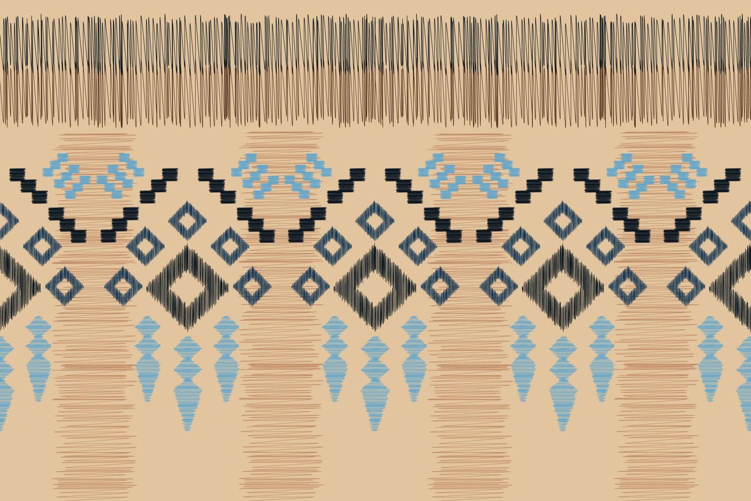 Ethnic Ikat fabric pattern geometric style.African Ikat embroidery Ethnic oriental pattern brown cream background. Abstract,vector,illustration.For texture,clothing,wrapping,decoration,carpet. vector