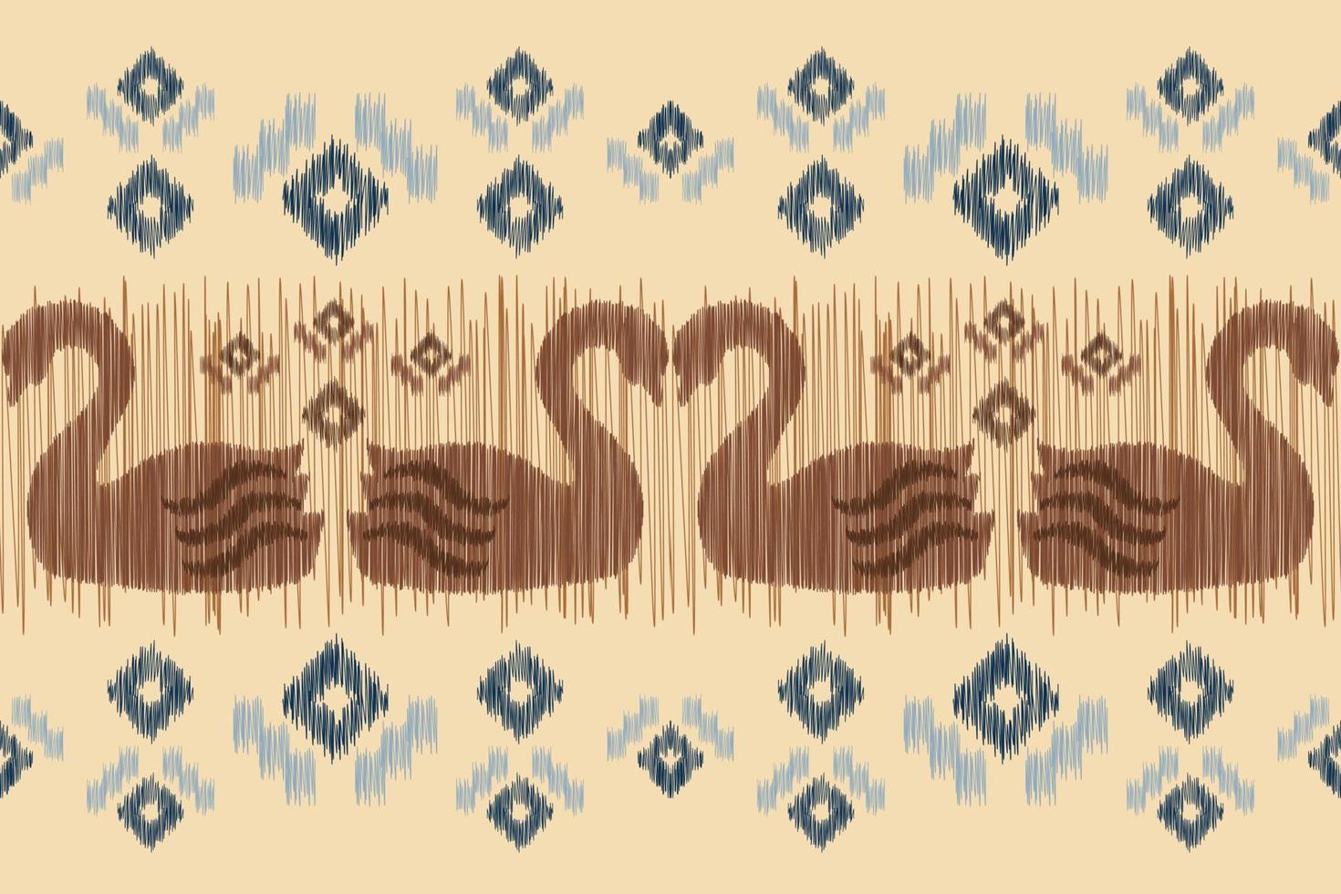 Ethnic Ikat fabric pattern geometric style.African Ikat embroidery Ethnic oriental pattern brown cream background. Abstract,vector,illustration.For texture,clothing,wrapping,decoration,carpet. vector