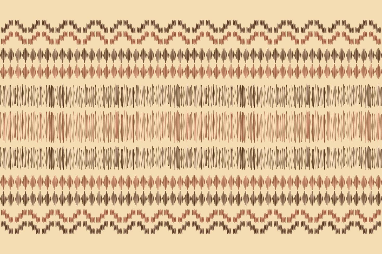 Ethnic Ikat fabric pattern geometric style.African Ikat embroidery Ethnic oriental pattern brown cream background. Abstract,vector,illustration.For texture,clothing,wrapping,decoration,carpet. vector
