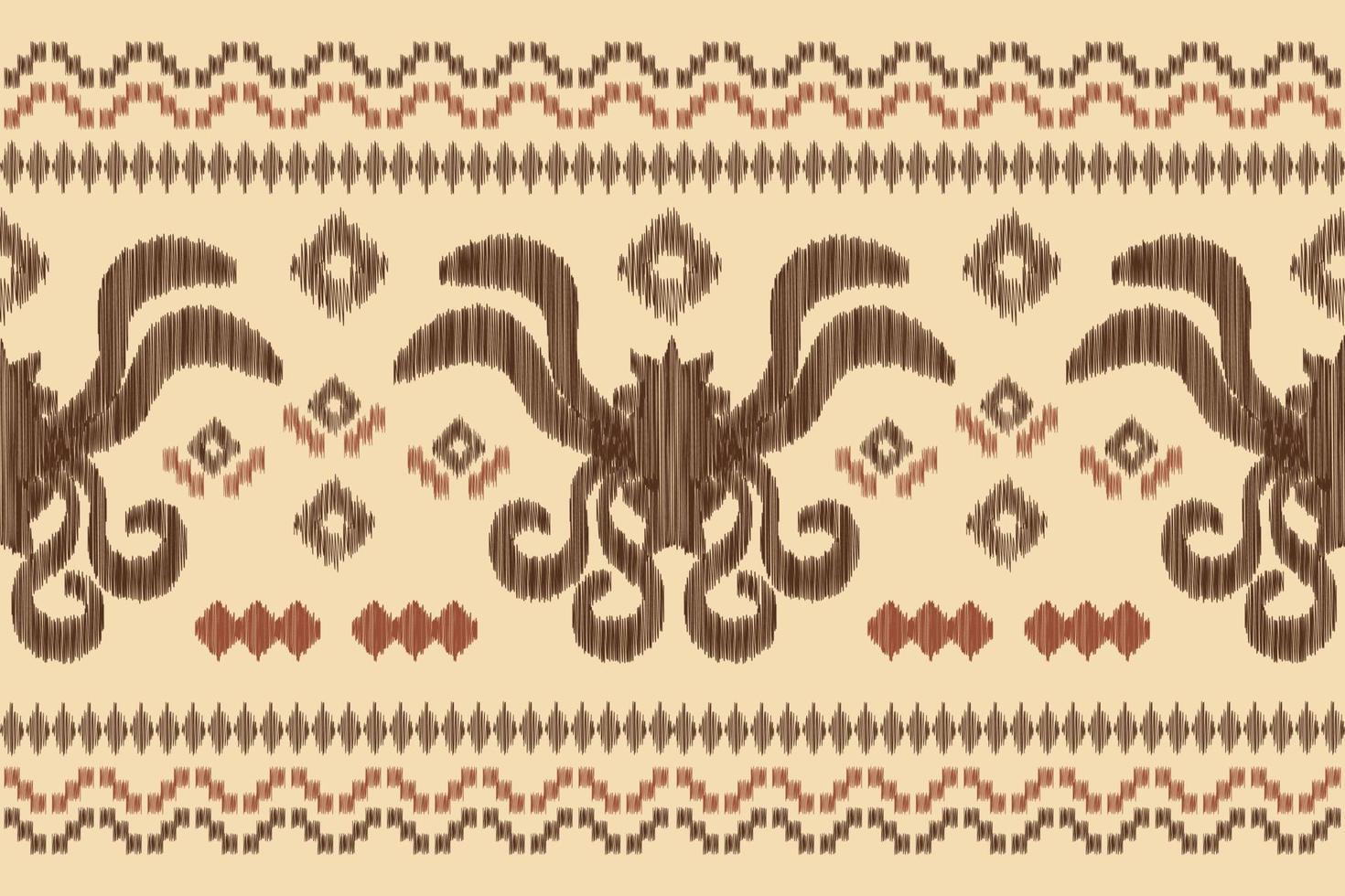 Ethnic Ikat fabric pattern geometric style.African Ikat embroidery Ethnic oriental pattern brown cream background. Abstract,vector,illustration.For texture,clothing,wrapping,decoration,carpet. vector