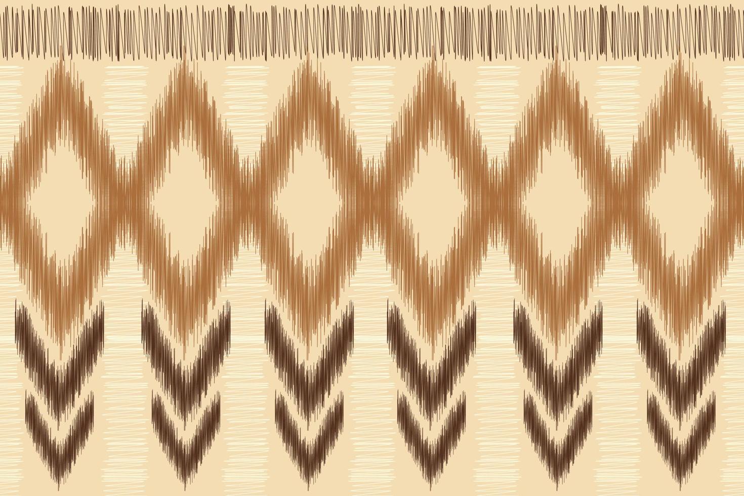 Ethnic Ikat fabric pattern geometric style.African Ikat embroidery Ethnic oriental pattern brown cream background. Abstract,vector,illustration.For texture,clothing,wrapping,decoration,carpet. vector