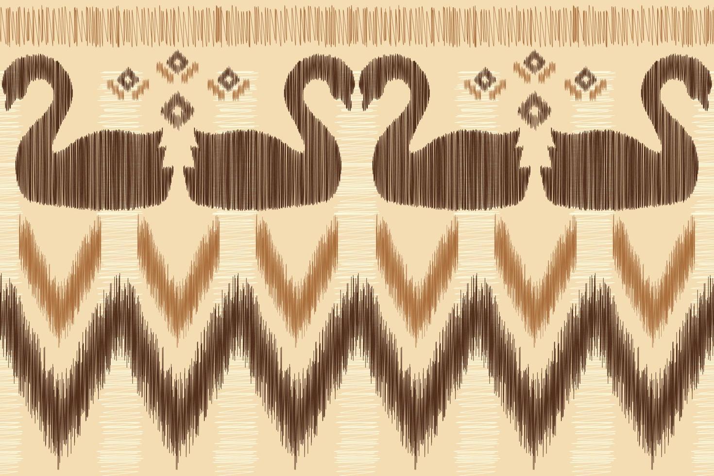 Ethnic Ikat fabric pattern geometric style.African Ikat embroidery Ethnic oriental pattern brown cream background. Abstract,vector,illustration.For texture,clothing,wrapping,decoration,carpet. vector