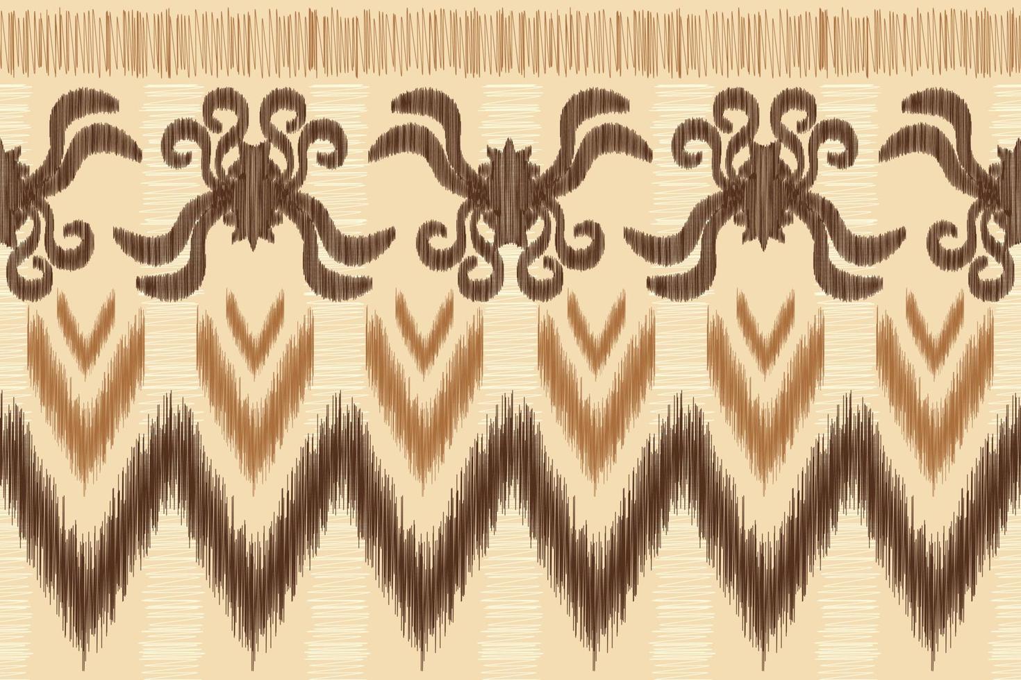 Ethnic Ikat fabric pattern geometric style.African Ikat embroidery Ethnic oriental pattern brown cream background. Abstract,vector,illustration.For texture,clothing,wrapping,decoration,carpet. vector