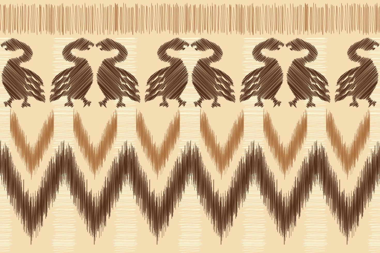 Ethnic Ikat fabric pattern geometric style.African Ikat embroidery Ethnic oriental pattern brown cream background. Abstract,vector,illustration.For texture,clothing,wrapping,decoration,carpet. vector