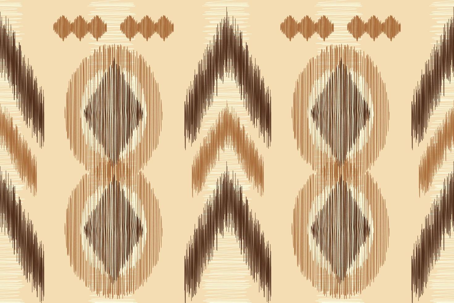 Ethnic Ikat fabric pattern geometric style.African Ikat embroidery Ethnic oriental pattern brown cream background. Abstract,vector,illustration.For texture,clothing,wrapping,decoration,carpet. vector