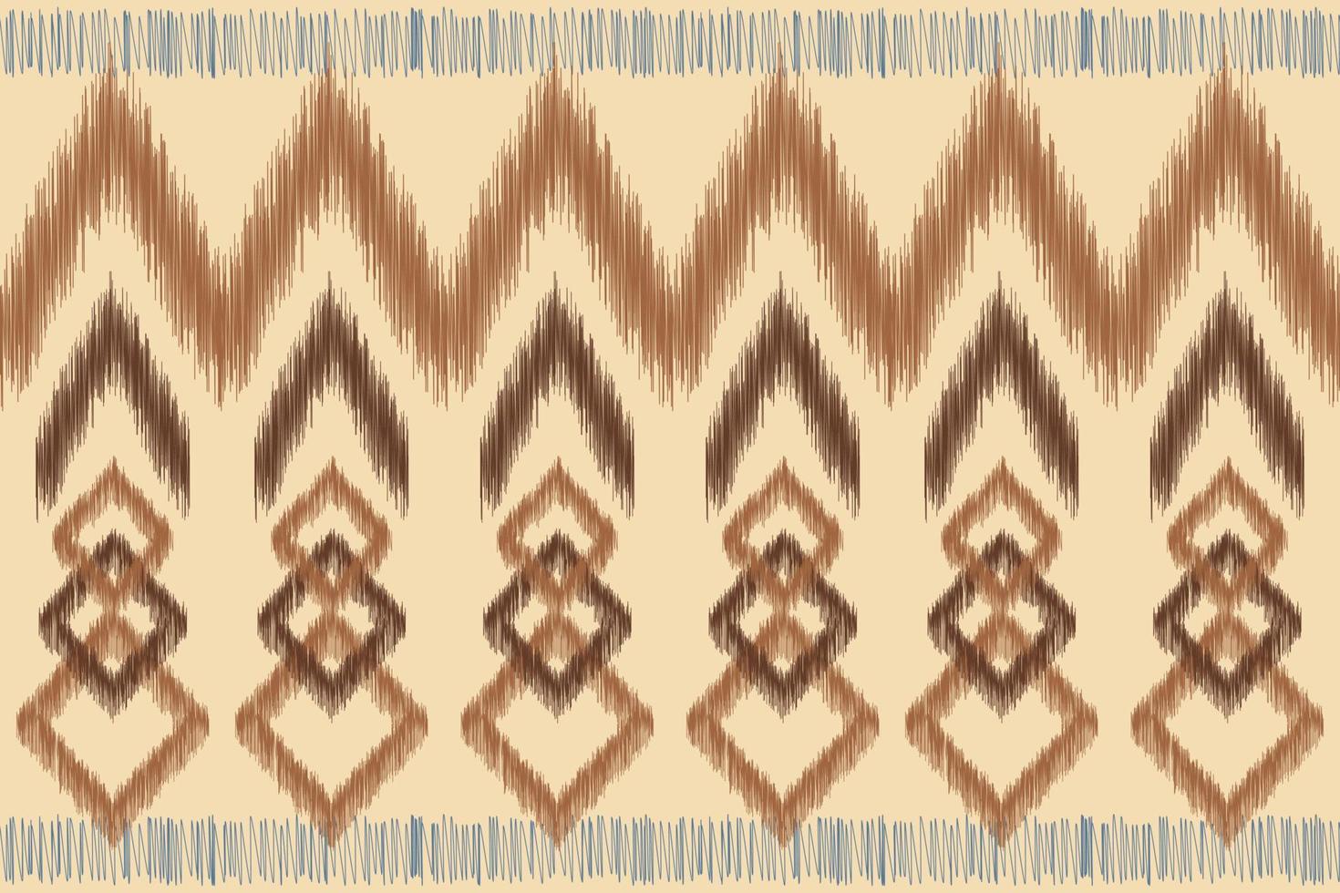 Ethnic Ikat fabric pattern geometric style.African Ikat embroidery Ethnic oriental pattern brown cream background. Abstract,vector,illustration.For texture,clothing,wrapping,decoration,carpet. vector