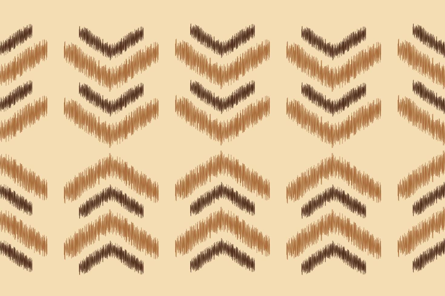 Ethnic Ikat fabric pattern geometric style.African Ikat embroidery Ethnic oriental pattern brown cream background. Abstract,vector,illustration.For texture,clothing,wrapping,decoration,carpet. vector