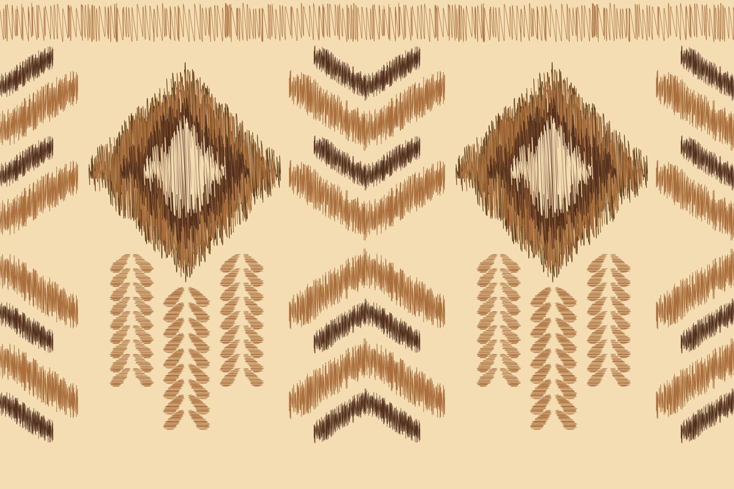 Ethnic Ikat fabric pattern geometric style.African Ikat embroidery Ethnic oriental pattern brown cream background. Abstract,vector,illustration.For texture,clothing,wrapping,decoration,carpet. vector