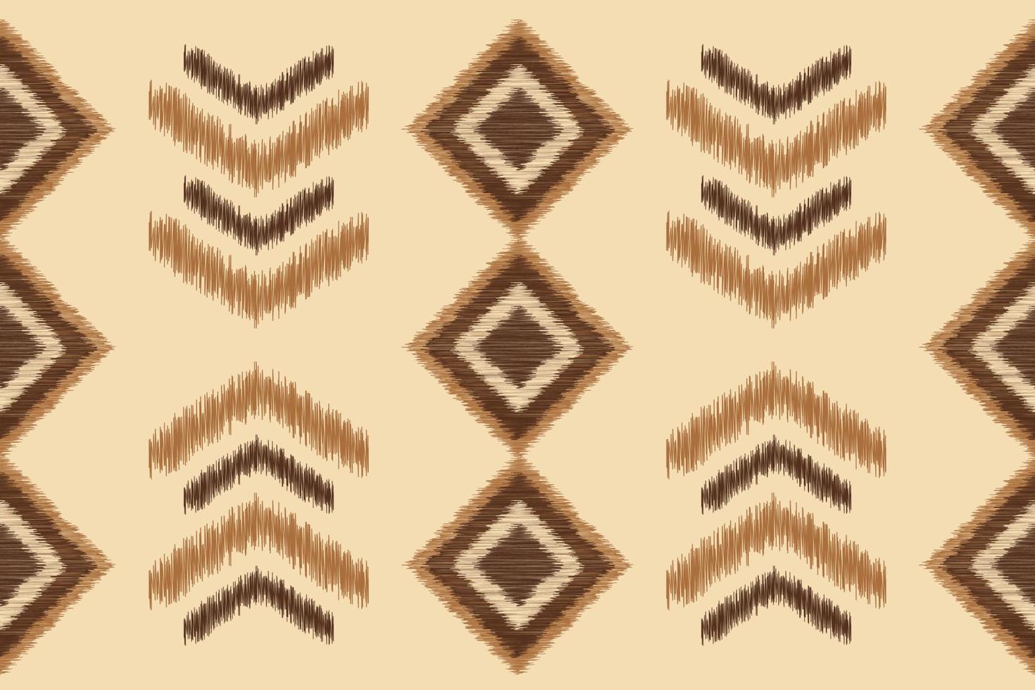 Ethnic Ikat fabric pattern geometric style.African Ikat embroidery Ethnic oriental pattern brown cream background. Abstract,vector,illustration.For texture,clothing,wrapping,decoration,carpet. vector