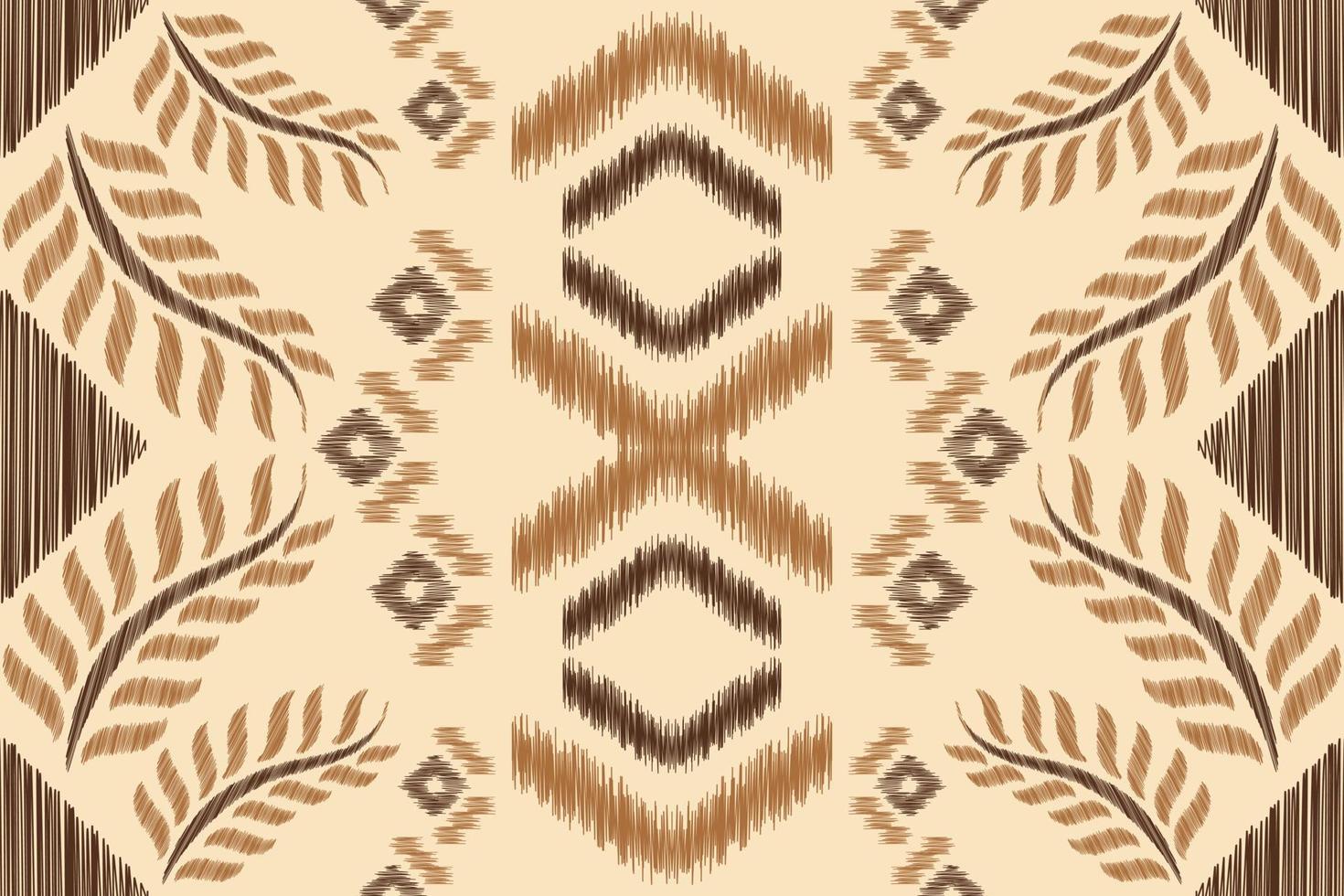 Ethnic Ikat fabric pattern geometric style.African Ikat embroidery Ethnic oriental pattern brown cream background. Abstract,vector,illustration.For texture,clothing,wrapping,decoration,carpet. vector
