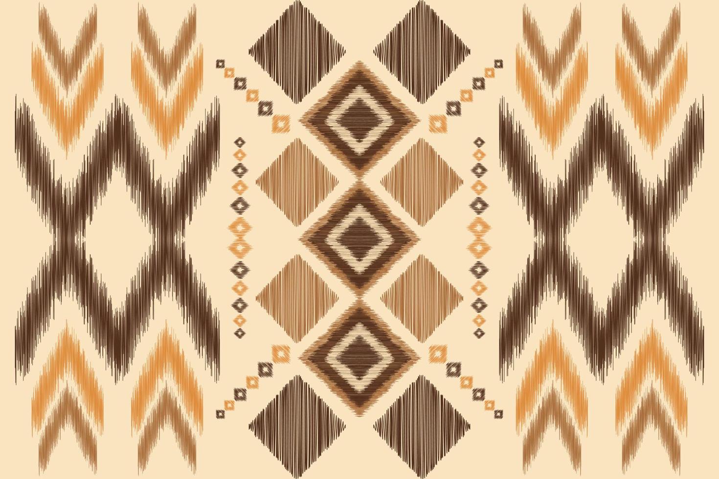 Ethnic Ikat fabric pattern geometric style.African Ikat embroidery Ethnic oriental pattern brown cream background. Abstract,vector,illustration.For texture,clothing,wrapping,decoration,carpet. vector